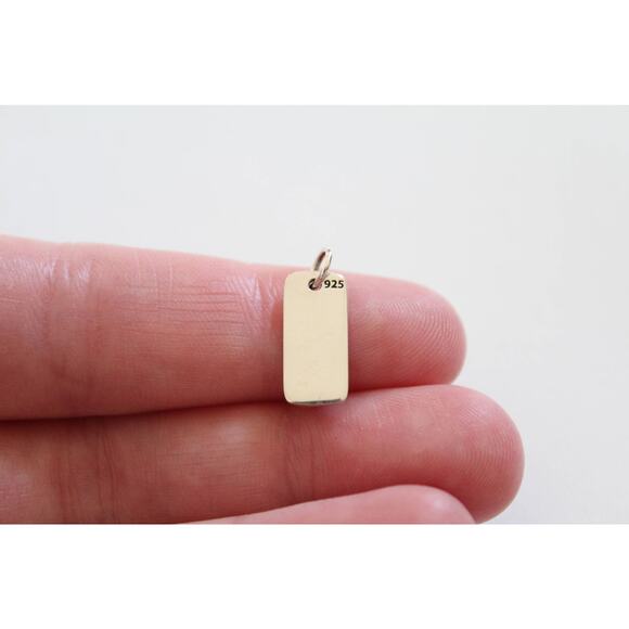 Sterling Silver Paw Print Pendant, Paw Print Charm, Paw Print Rectangle Charm - Picture 2 of 4